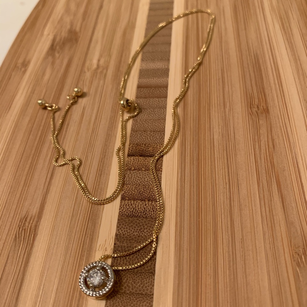 Gold plated CZ adjustable necklace